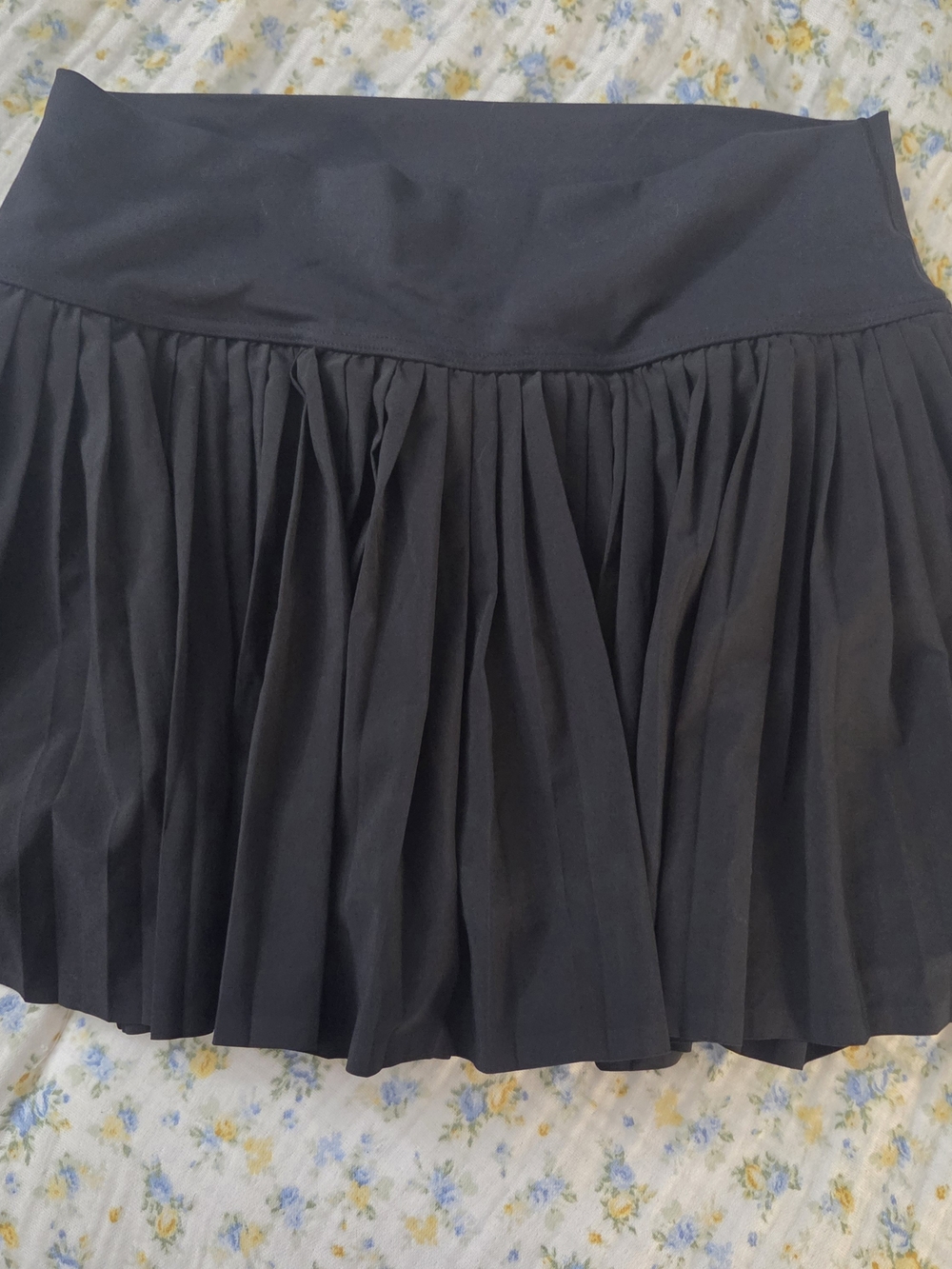 aerie Black Pleated Skater Skirt